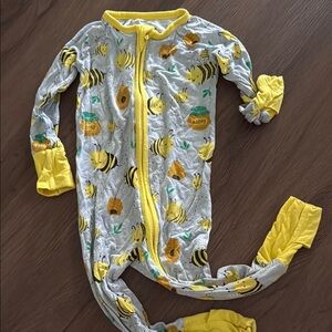 Little Sleepies Yellow and Gray Footies with Banana Print